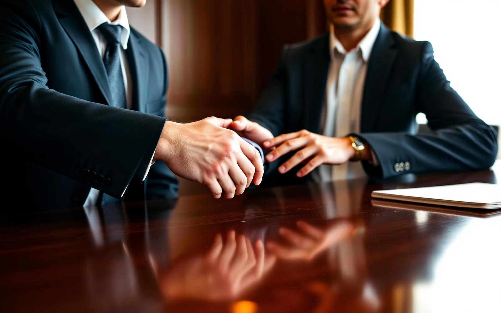 Advisor and client shaking hands